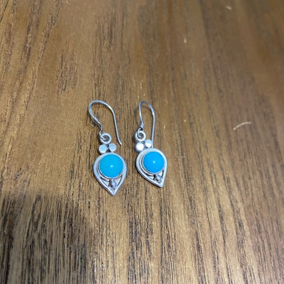 Sterling silver Turquoise drop earrings - Picture 1 of 2